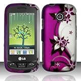 Silver Black Purple Vine Flower Design Rubberized Snap on Hard Shell Cover  ....