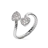 Double Pave Hearts Cable Wrap Ring