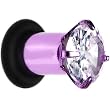 4 Gauge Cz Purple Electro Titanium Tunnel Plug