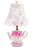 Pink Toile Teapot Lamp by Just Too Cute