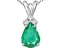1.06 cttw 14k White Gold Genuine Emerald and Diamond Pendant in 14k White Gold