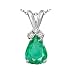 1.06 cttw 14k White Gold Genuine Emerald and Diamond Pendant in 14k White Gold