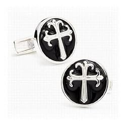 Round Enamel Cross Cufflinks