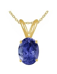 1.07Ct Oval Tanzanite Pendant in 14k Yellow Gold