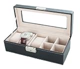 Artamis Lockable Black Watch & Cufflink Display Box