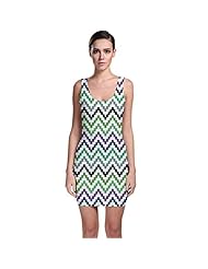Chevron Print Polyester/Spandex Stretchy Bodycon Dress 