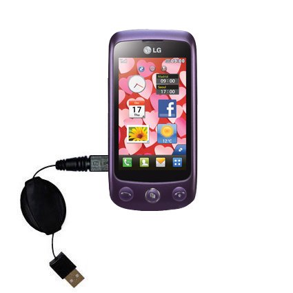 Retractable USB Cable for the LG GS500 with Power Hot Sync and Charge capabilities - uses Gomadic TipExchange Technology