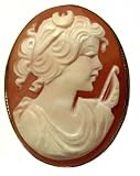 Goddess Diana, Cameo Pin Pendant Sterling Silver 18k Gold Overlay Master Carved Italian