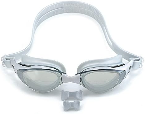 Adult Adjustable Swim Glasses LOT Anti-fog Non-Fogging UV Cut Swimming Goggle, Silicone, polycarbonate lenses (Silver gray)