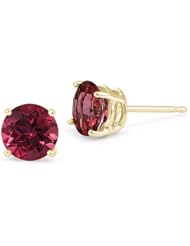 5mm Ruby Stud Earrings, 14K Yellow Gold Screw Back Posts