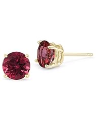 6mm Ruby Stud Earrings, 14K Yellow Gold Push Back Posts