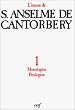 L'Oeuvre d'Anselme de Cantorb�ry, tome 1: Monologion - Proslogion