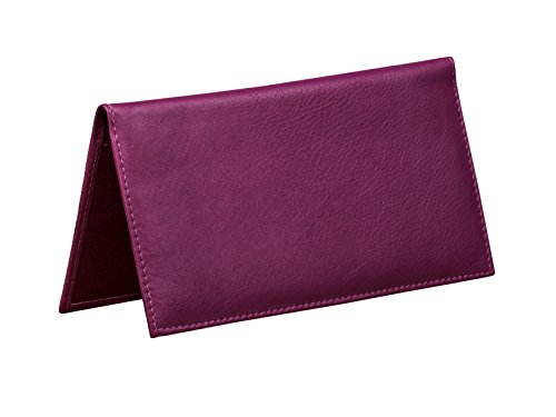 Dwellbee Leather Checkbook Cover with Register Holder and Carbon Copy Divider (Cowhide Leather, Purple)