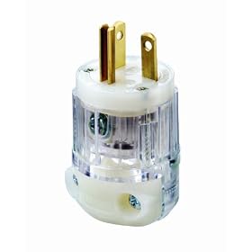 Leviton 8315-PLC 20 Amp, 125 Volt, NEMA 5-20P, 2P, 3W, Hospital Grade, Plug, Straight Blade, Grounding, Power Indication, Transparent