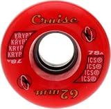 Kryptonics Cruise 62 Roller Skate Wheels - 4 Pack Bright red