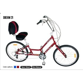Day6 The Dream 21-Speed Semi-Recumbent Bicycle - Metallic Burgundy, Comfort Bike