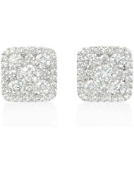 Diamond 18k White Gold Cluster Earrings