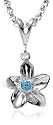 Sterling Silver Flower Pendant w/ Blue Topaz by Zina, 18"
