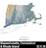 Raven Wall Map For The States Of Connecticut, Massachusetts, & Rhode Island - Paper