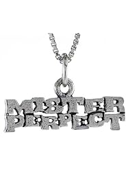 Sterling Silver MISTER PERFECT Word Necklace, w/ 18 inch Box Chain
