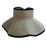 Ivory Color with Black Rim Handwoven Straw Mesh Packable Swinger Hat 417WGRR4AyL. SL160 Ivory Color with Black Rim Handwoven Straw Mesh Packable Swinger Hat