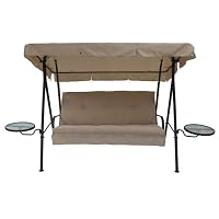 Outdoor Patio 3-Person Porch Swing With Adjustable Canopy