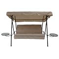 Outdoor Patio 3-Seater Swing with Adjustable Canopy