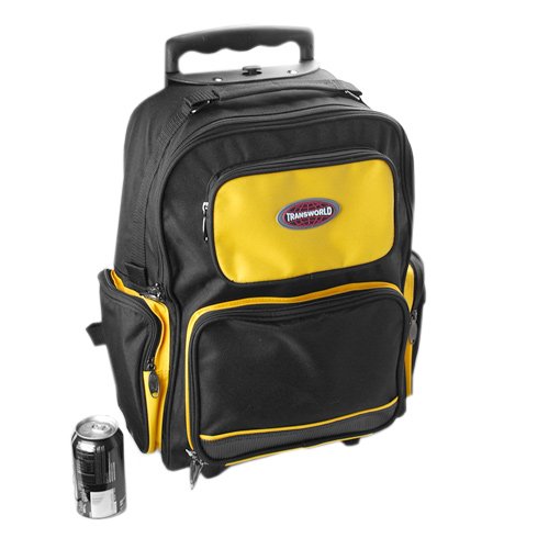 Durable Rolling Wheel School Backpack Hiking Bag Wheeled - 10 Colors Available (Black/Yellow)