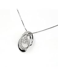 18K White Gold Round Diamond Accented Floral Whirlpool Pendant With 925 Sterling Silver Chain (0.22 cttw, G-H Color, VS2-SI1 Clarity, 16")
