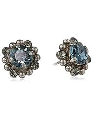Sorrelli "Pewter" Crystal and Beaded Silver-Tone Stud Earrings