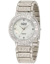 Burgi Womens BUR067SS Mother-Of-Pearl Diamond Quartz Watch