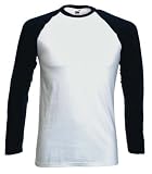 Long sleeve baseball t-shirt Deep Navy and White Medium (38 - 40 inch chest)