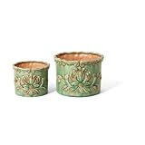 Buy Foreside 70416 Midnight Garden Planter, Sea Foam, Set of 2 by Foreside