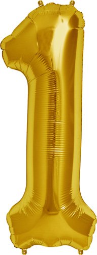 Number 1 - gold helium foil balloon - 34 inch