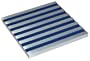 WMF Varnished Aluminum Square Trivet with Blue Stripe Inlay