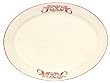 Ceramic Pottery Large Oval Platter With Crimson Red Decorative Scroll Design 15.5"L