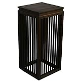 Handmade Asian Furniture - 30" Contemporary Ribbed Teak Wood Accent End Table