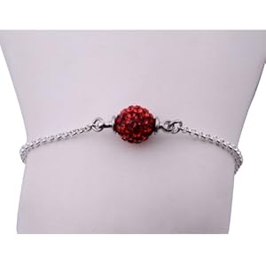 Kadima Swarovski Elements Crystal Disco Ball Lt.Siam Bracelet,Bracelet Length 7.5 Inches, Ball Size:10mm