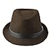 Elee Unisex Kids Vintage Cotton Short Brim Flat Top Fedora Hat Trilby Jazz Cap