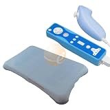 Silicone Skin Case for Nintendo Wii Fit Balance Board (Light Blue) + 2 Pack of Blue Soft Case for Wii Remote Control / Controller & Nunchuk