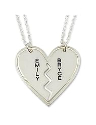 Necklace Forever Best Friends BFF Couples Breakable Heart Pendant -Any Two Names Two Chains