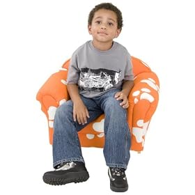 Kids Chair and Seating - Orange Dog Print Kid's Arm Chair - KG-BK06-S027-GG
