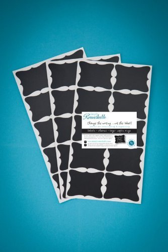 Chalkboard Sticker - 30 Medium Elegant Rectangles -Chalk Labels Ð Removable, Rewriteable, Simply Remarkable! Organize, Personalize and Entertain with style and simplicity! Light, long lasting Material - Made in the USA.