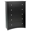 Prepac 5-Drawer Chest - Black