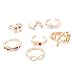 Fashion Personality 7Pcs Gold Rhinestone Bowknot Cross Women Rings Set by NYKKOLA