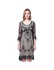 Sexy Illusion Lace Pleated Elasticized   Waistline Shift Knit Summer Midi Dress 