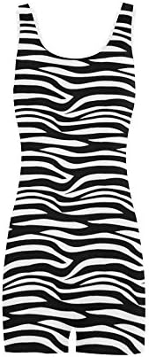 Burrows Custom Zebra Nylon Spandex One Piece Boyleg Swimsuit for Women Black