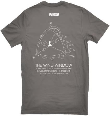 Deadman Kitesurfing Men's Wind Window Kite surf T- Shirt Medium Storm Grey