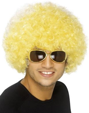 New Mens Womens Child Costume Blond Yellow Afro Wigs