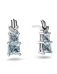 Genuine Aquamarine 14kt White Gold Earrings